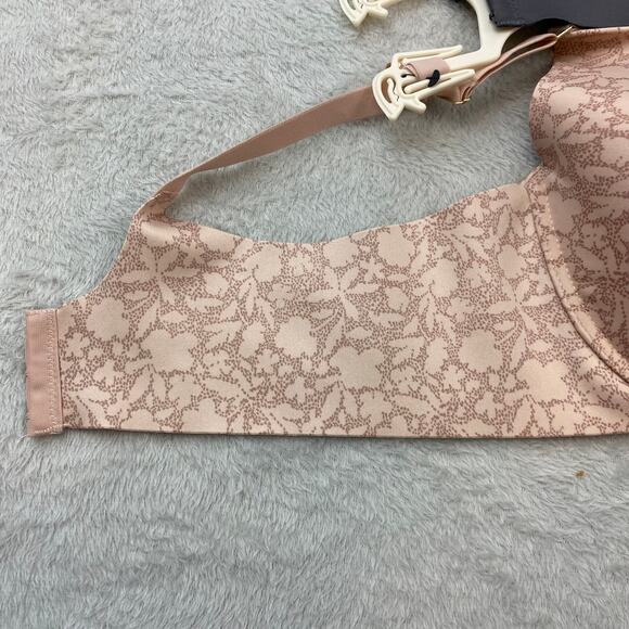 Anne Klein tshirt Bra Size 42D 2-Pack Smooth Full Figure Pink Floral & Gray NWT - Picture 3 of 6